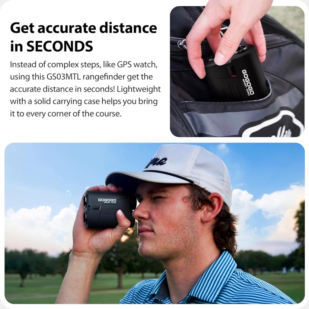 Gogogo Sport Vpro GS03 Laser Golf/Hunting Rangefinder, 1000/1200 Yards Laser Range Finder with 6X Magnification Ultra-Clear View, Lightweight, Slope, Pin-Seeker Flag-Lock Vibration