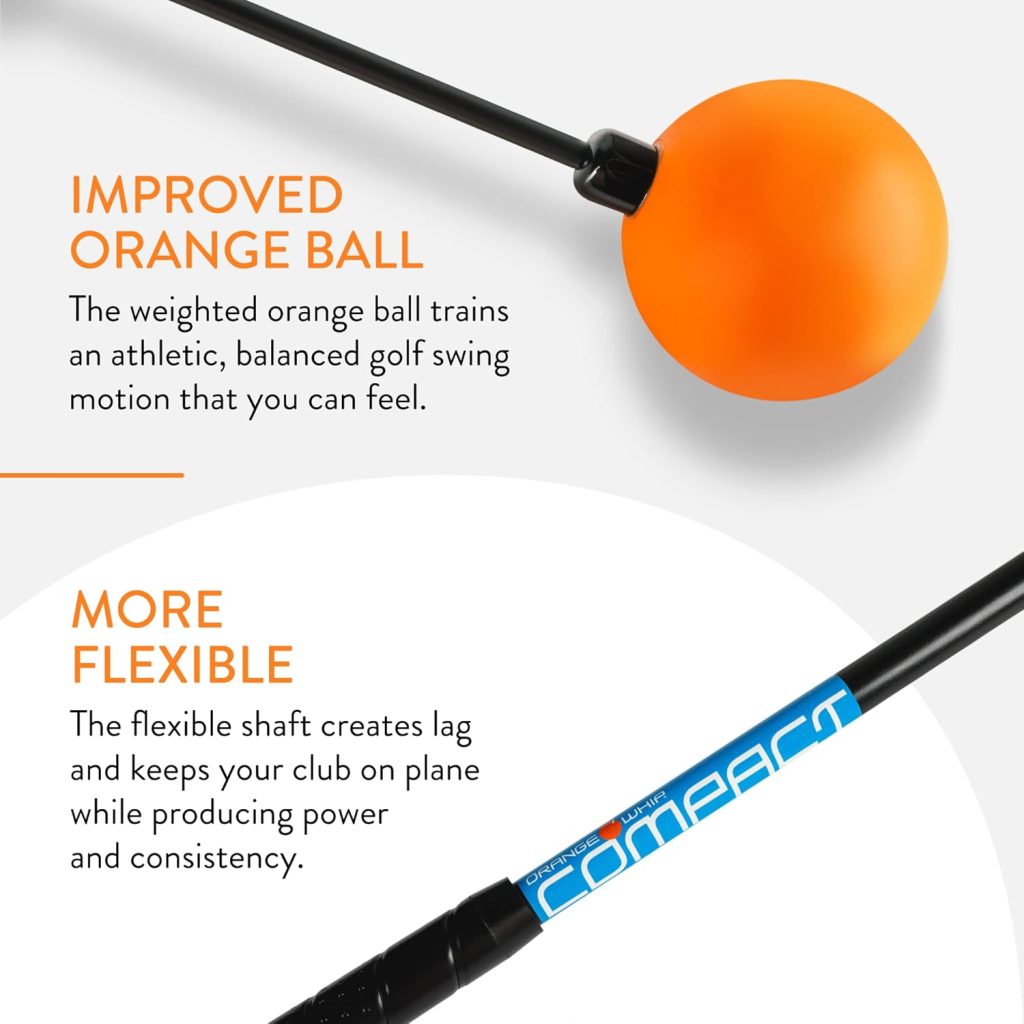 Orange Whip Golf Swing Trainer Aid Patented Made in USA for Improved Rhythm, Flexibility, Balance, Tempo, and Strength *American Made*