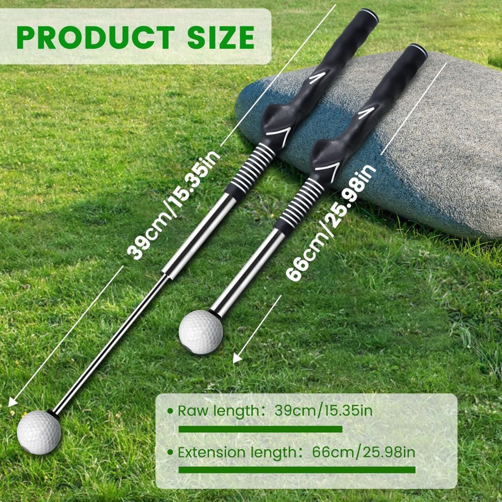 Retractable Golf Swing Training Aid,Rhythm Click Sound Warm Up Golf Swing Trainer,Golf Grip Trainer Attachment -Strength Tempo Training for Chipping Hitting,Golf Accessories for Men