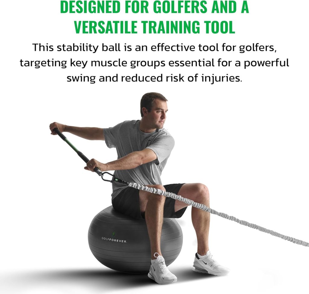 Stability Ball Proven by Golfer Scottie Scheffler | Golf Training Exercise Ball | Premium Golf Training Workout Ball to Build Swing Speed, Improve Balance Strengthen Core | 65cm | Grey