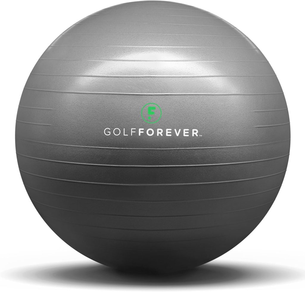 Stability Ball Proven by Golfer Scottie Scheffler | Golf Training Exercise Ball | Premium Golf Training Workout Ball to Build Swing Speed, Improve Balance Strengthen Core | 65cm | Grey