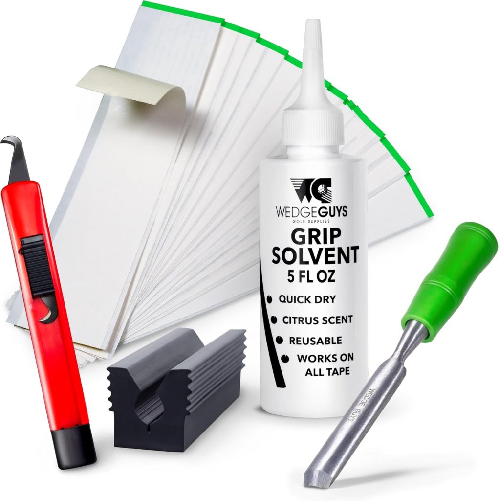 Wedge Guys Golf Grip Kits for Regripping Golf Clubs - Professional Quality - Options Include Hook Blade, 15 or 30 Grip Tape Strips, 5 or 8 oz Grip Solvent Rubber Vise Clamp