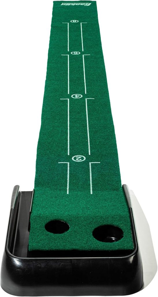 Franklin Sports Indoor Golf Putting Green – Portable Authentic 9 Foot Mat with Auto Ball Return – Golf Training Aid Putting Practice Game – Real Course Feel (92049X)