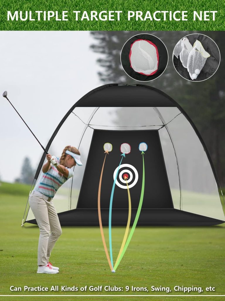 Golf Net: 10x7ft Golf Practice Hitting Net for Backyard Driving Chipping, Home Indoor/Outdoor Golf Swing Training Net and Mat, Ideal Golf Training Aid for Men Father Boys Golfers