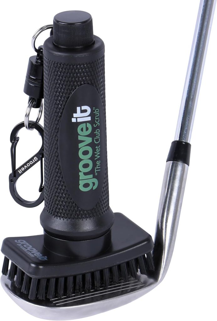 Grooveit The Wet Club Scrub Golf Water Brush - 3 Year Warranty - Anti-Leak Design - Magnetic Brush with Nylon-Bristle Head - Patented Pump for Easy Cleaning - Wide Cleaning Coverage - Long Lasting