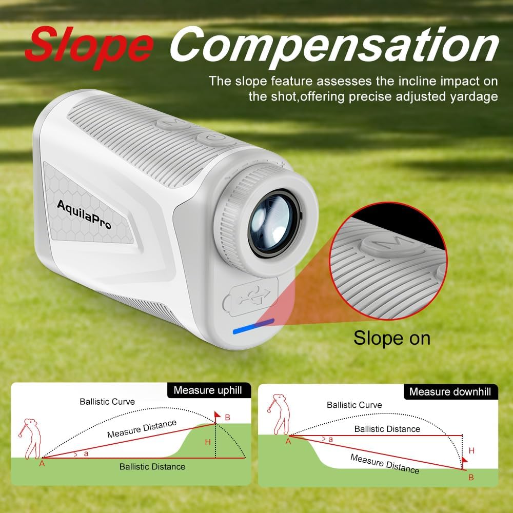 Mini4 Golf Rangefinder with Slope, Newly Upgraded Magnet, 1,000 Yards Range Finder Golf, 0.5 Yard Accuracy, 7X Magnification, Flag Lock Vibration, Rechargeable Golf Laser Rangefinder