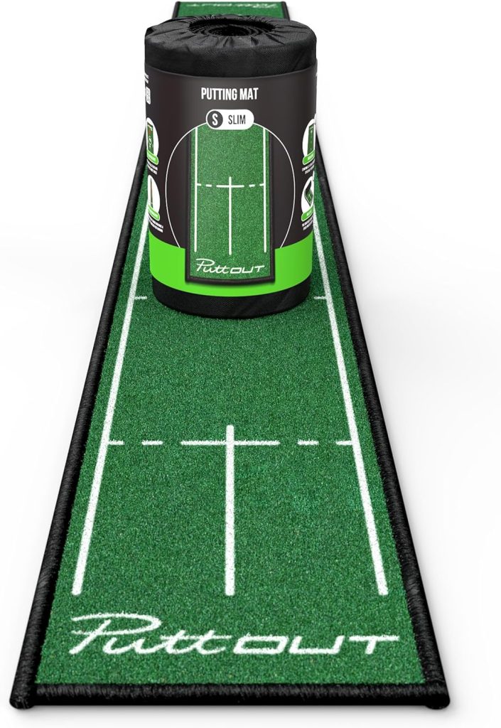 PuttOUT Slim Putting Mat - Perfect Your Golf Putting (7.9ft x 0.82ft)(Green)