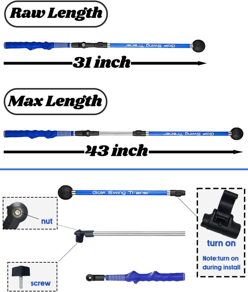 Golf Swing Trainer aid - Golf Training aid to Improve Hinge, Forearm Rotation, Shoulder turna and Grip.Portable Collapsible Swing Trainer Equipped with Golf Grip Trainer