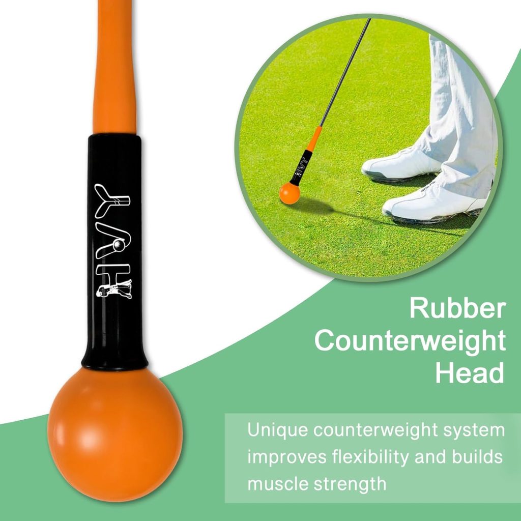 HVY Golf Swing Trainer,Golf Swing Training Aid for Improve Strength Tempo Balance and Flexibility,Golf Warm-Up Stick for IndoorOutdoor Practice Chipping Hitting Golf Training Aid